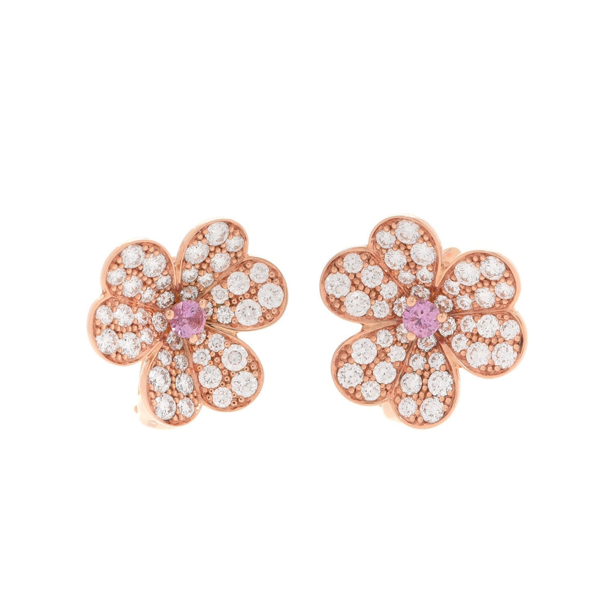Van Cleef & Arpels Frivole Pink Flower Earrings