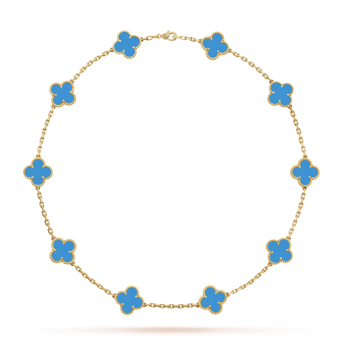 Van Cleef & Arpels Vintage Alhambra Blue Agate 10 Motifs Necklace
